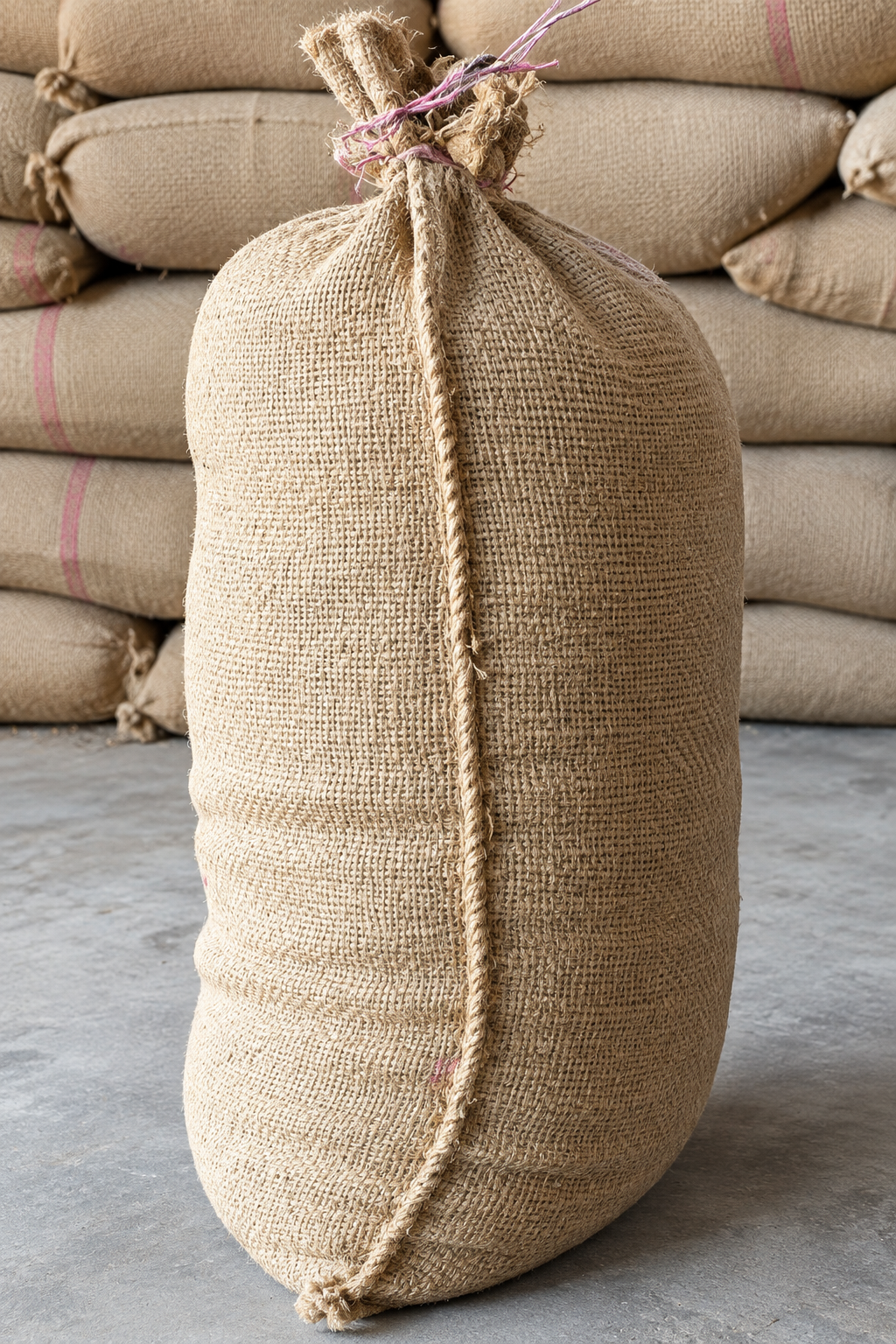 Fine Fisheries fish feed packed in jute bags